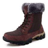Winter Snow Boot Men's Keep Warm Plush Snow Floor Anti Slip Sole Comfort Snow Shoes Mart Lion wine red 38 