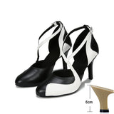 Two-color Dance Shoes Pointed Toe Latin Modern Jazz Dancing Women Sandals Summer Indoor Soft Bottom Practice MartLion White Heel 6cm 41 