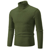 Men's Turtleneck Sweater Casual Knitted Sweater Warm Fitness Pullovers Tops MartLion army green M (55-65KG) 