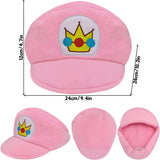 Mario Bros Luigi Cappy Princess Peach Plush Hats Funny Anime Cosplay Waluigi Wario Mushroom Embroidered Baseball Cap Kids Adults MartLion Princess Peach hat  