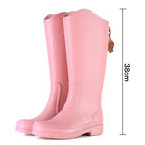 Women Rainboots PVC Waterproof Rubber Rain Boots Female Non-slip Wear-resistant Knee-high Water Shoes MartLion pink high 36 