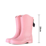 Women Rainboots PVC Waterproof Rubber Rain Boots Female Non-slip Wear-resistant Knee-high Water Shoes MartLion pink middle 36 