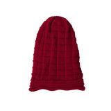 Knitted Hat Unisex Winter Skiing Cycling Outdoor Sports Soft Cold Resistant Warm Pleated Cuffed Cap MartLion Burgundy  