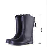 Women Rainboots PVC Waterproof Rubber Rain Boots Female Non-slip Wear-resistant Knee-high Water Shoes MartLion black middle 36 