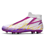 Football Boots Without Laces Professional Soccer Shoes Men's Breathable Soccer Cleats Anti Slip Outdoor Training Mart Lion Purple cd Eur 36 