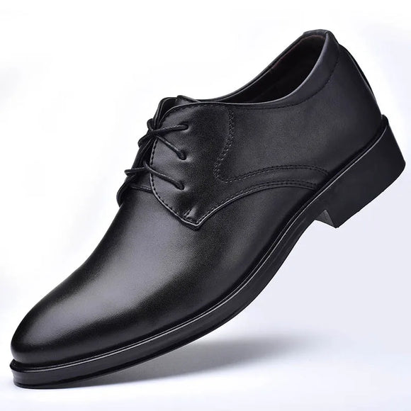 Men's Dressing Shoes Formal for Casual Shoe Leather Social Wedding Designer Pointed Toe Black Office Winter MartLion   