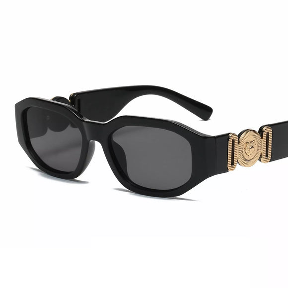Small Rectangle Sunglasses Men's Women Square Travel Shades Vintage Retro Lunette Soleil Femme De Sol MartLion black as picture 