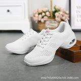 Red Jazz Dance Shoes Girls Summer Mesh Breathable Sneakers Solid Color Increase Women Soft Bottom Air Cushion Modern MartLion WHITE 37 