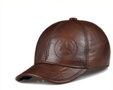Cowhide Warm Cap Winter Autumn Casual Letter Leather Hat Ears Men's Women MartLion brown 55-57cm CHINA