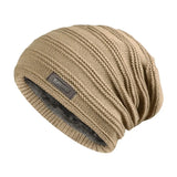 Unisex Fur Lined Beanie Hat Keep Warm Winter Hat Thick Soft Stretch Hat For Men's And Women Winter Cap MartLion Khaki 55cm-60cm 