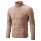 Men's Turtleneck Sweater Casual Knitted Sweater Warm Fitness Pullovers Tops MartLion light coffee M (55-65KG) 
