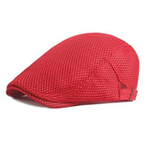 Breathable Mesh Newsboy Cap Men's Boina Cabbie Cap Summer Autumn Streetwear Golf Hat Gorras Planas Flat Caps for Women MartLion Red  