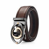 HCDW Black Brown GG belt men's Automatic genuine leather Golf belt Luxury Brand designer Waist belts Gift MartLion Brown 130cm 
