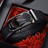 Leather Belt Metal Alloy Automatic Buckle Brand Luxury Designer Waist Belts Men's Jeans MartLion Black buckle 100cm 