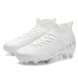 Men's Football Boots Professional Society Soccer Cleats High Ankle Futsal Shoes For Kids Training Sneakers Mart Lion White cd Eur 43 