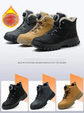 Men's Safety Boots Women Autumn Winter Rotating Buttons Steel Toe Work Indestructible Protective Work Safety Shoes MartLion   