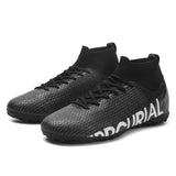 Men's Football Boots Professional Society Soccer Cleats High Ankle Futsal Shoes For Kids Training Sneakers Mart Lion Black sd Eur 44 