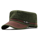 Casual Cadet Hat Men's Flat Top Caps Cotton Visor Hats Summer Autumn Vintage Army Hats Adult Dad Hat Unisex Baseball Cap MartLion army green  