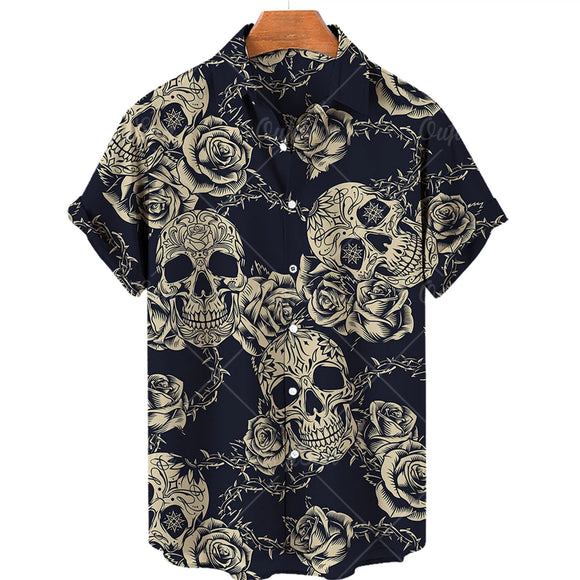 Men's Designer Hawaii Shirts Short Sleeve Collar Top Streetwear 3d Printed Casual Vintage Clothing MartLion   
