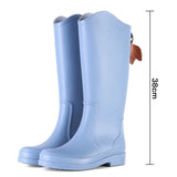 Women Rainboots PVC Waterproof Rubber Rain Boots Female Non-slip Wear-resistant Knee-high Water Shoes MartLion blue high 36 