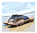 Summer Beach Slippers Leather Flip Flops Casual Shoes For Men's MartLion   