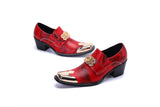 Men's Shoes Genuine Leather Chunky High Heels Oxford Slip On Red Wedding Party Spring Formal MartLion   