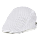 Breathable Mesh Newsboy Cap Men's Boina Cabbie Cap Summer Autumn Streetwear Golf Hat Gorras Planas Flat Caps for Women MartLion White  