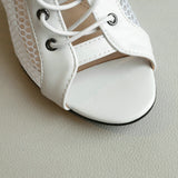 Women's Indoor Dance Shoes High Heels Stilettos Jazz Dance Ladies Hollow Mesh Sandals Mart Lion   