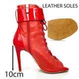 Black Party Boots Show Women Shoes High Heels Dance Stripper Jazz Pole Stage Summer The Bar MartLion Red 10cm leather 42 