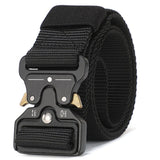 Men's Belt Outdoor Hunting Tactical Multi-Function Buckle Nylon Marine Corps Canvas Belt Plastic buckle Mart Lion Black 125cm 