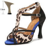 Leopard Grain Latin Dance Shoes for Women High Heel Modern Jazz Indoor Soft Bottom Sandals Summer Tango Party MartLion Leopard heel 7.5cm 35 