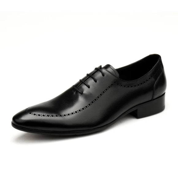 Handmade Men's Oxford Shoes Real Calf Leather Black Brown Classic Brogue Wedding Dress MartLion B 37 