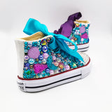 Dollbling  Sparkle Color Change Flipping Sequins High Top Casual Canvas Shoes for Kids Rhinestones Canvas Sneakers MartLion mermaid 23 