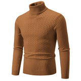 Men's Turtleneck Sweater Casual Knitted Sweater Warm Fitness Pullovers Tops MartLion caramel M (55-65KG) 