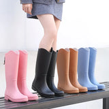 Women Rainboots PVC Waterproof Rubber Rain Boots Female Non-slip Wear-resistant Knee-high Water Shoes MartLion   