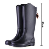 Women Rainboots PVC Waterproof Rubber Rain Boots Female Non-slip Wear-resistant Knee-high Water Shoes MartLion black high 36 