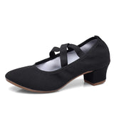 Professional Jazz Latin Dance Shoes for Women Indoor Rubber Soft Sole Modern Dance High Heels Ballroom MartLion Black canvas 34 