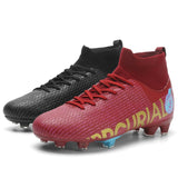 Men's Football Boots Professional Society Soccer Cleats High Ankle Futsal Shoes For Kids Training Sneakers Mart Lion RedBlack cd Eur 44 