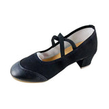 Professional Jazz Latin Dance Shoes for Women Indoor Rubber Soft Sole Modern Dance High Heels Ballroom MartLion Black PU canvas 37 