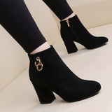 Women Botas Y Botines Elegantes Para Mujer Ankle Boots Zipper High Heels Ladies Femininas Tendencia Mart Lion Black 35 