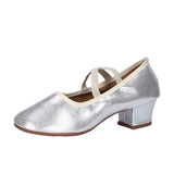 Professional Jazz Latin Dance Shoes for Women Indoor Rubber Soft Sole Modern Dance High Heels Ballroom MartLion Silver PU 40 