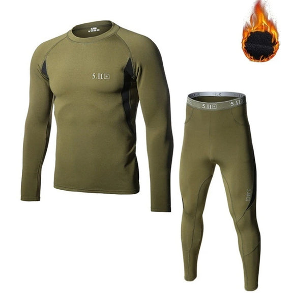 Thermal Underwear Men's Winter Inner Wear Clothes Thermo Pajamas Tight Elastic Fitness Base Layer MartLion army green M(50-60kg) 