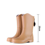 Women Rainboots PVC Waterproof Rubber Rain Boots Female Non-slip Wear-resistant Knee-high Water Shoes MartLion Khaki middle 36 