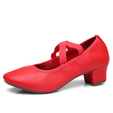 Professional Jazz Latin Dance Shoes for Women Indoor Rubber Soft Sole Modern Dance High Heels Ballroom MartLion Red PU 35 