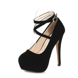 Women's Shoes Flock High Heels Pumps Pointed Toe Classic Red Ladies Wedding Office Pumps Black Heels Mart Lion Black 35 