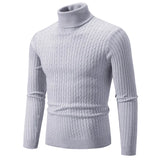 Men's Turtleneck Sweater Casual Knitted Sweater Warm Fitness Pullovers Tops MartLion light gray M (55-65KG) 