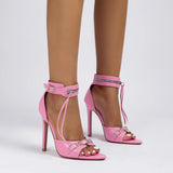 Women's Slim High Heel Sandals Rivet Belt Buckle Runway Shoes Banquet Tassel Shoes MartLion   