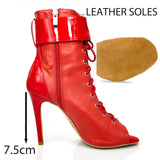 Black Party Boots Show Women Shoes High Heels Dance Stripper Jazz Pole Stage Summer The Bar MartLion Red 7.5cm leather 43 