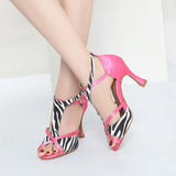Leopard Grain Latin Dance Shoes for Women High Heel Modern Jazz Indoor Soft Bottom Sandals Summer Tango Party MartLion   