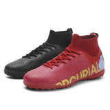 Men's Football Boots Professional Society Soccer Cleats High Ankle Futsal Shoes For Kids Training Sneakers Mart Lion RedBlack sd Eur 44 